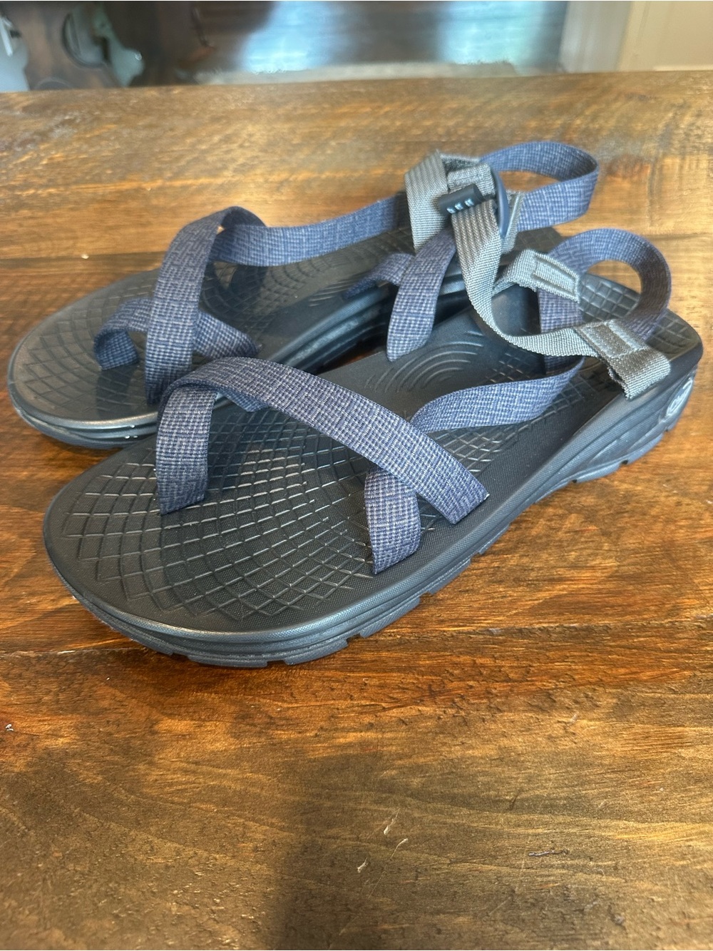 Chaco Gray and Black Adjustable Strap Sandals